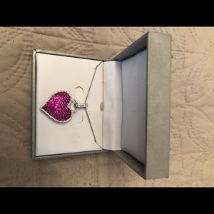 Lab created ruby & white Sapphire heart necklace